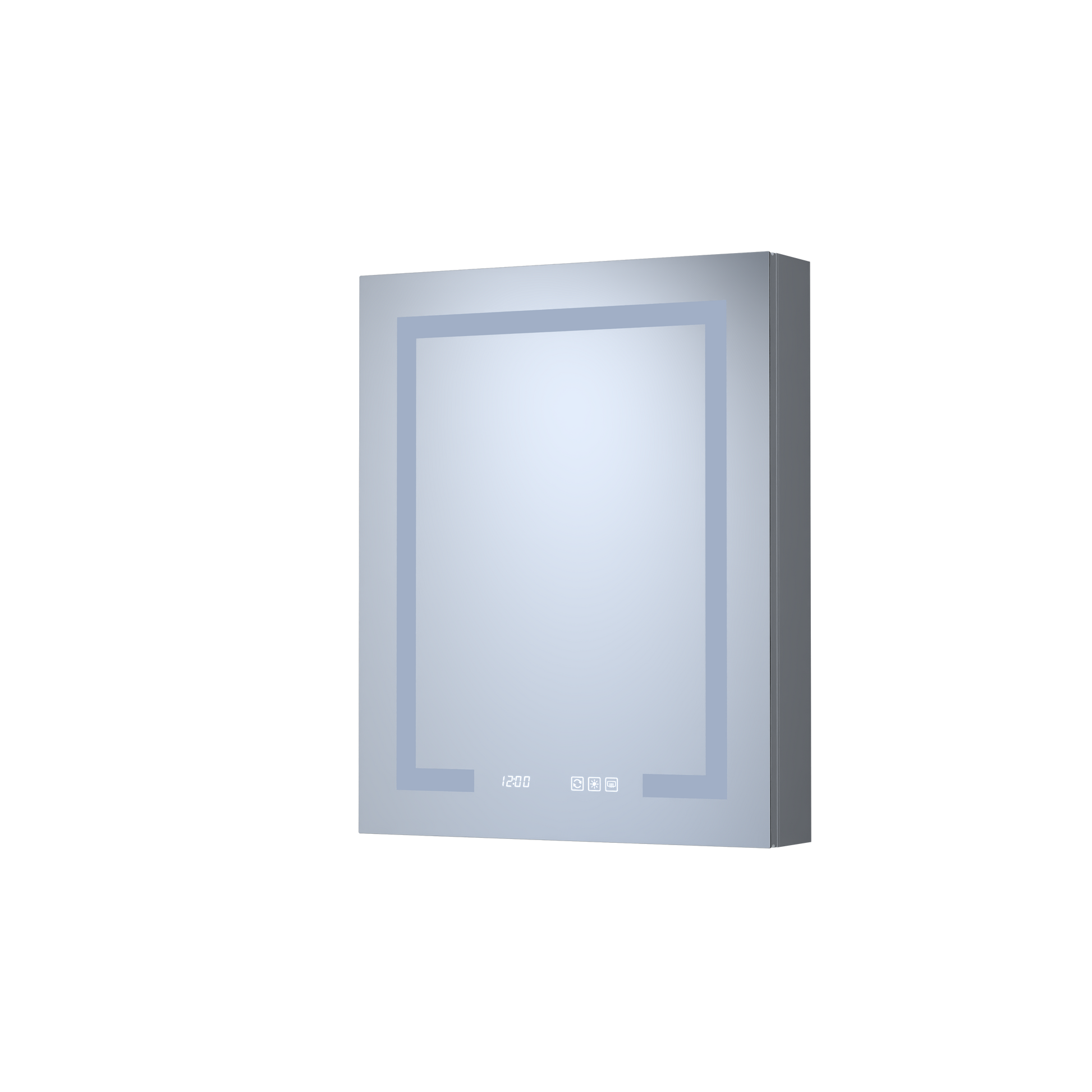 Silver Aluminum Medicine Cabinet with Mirror LED
