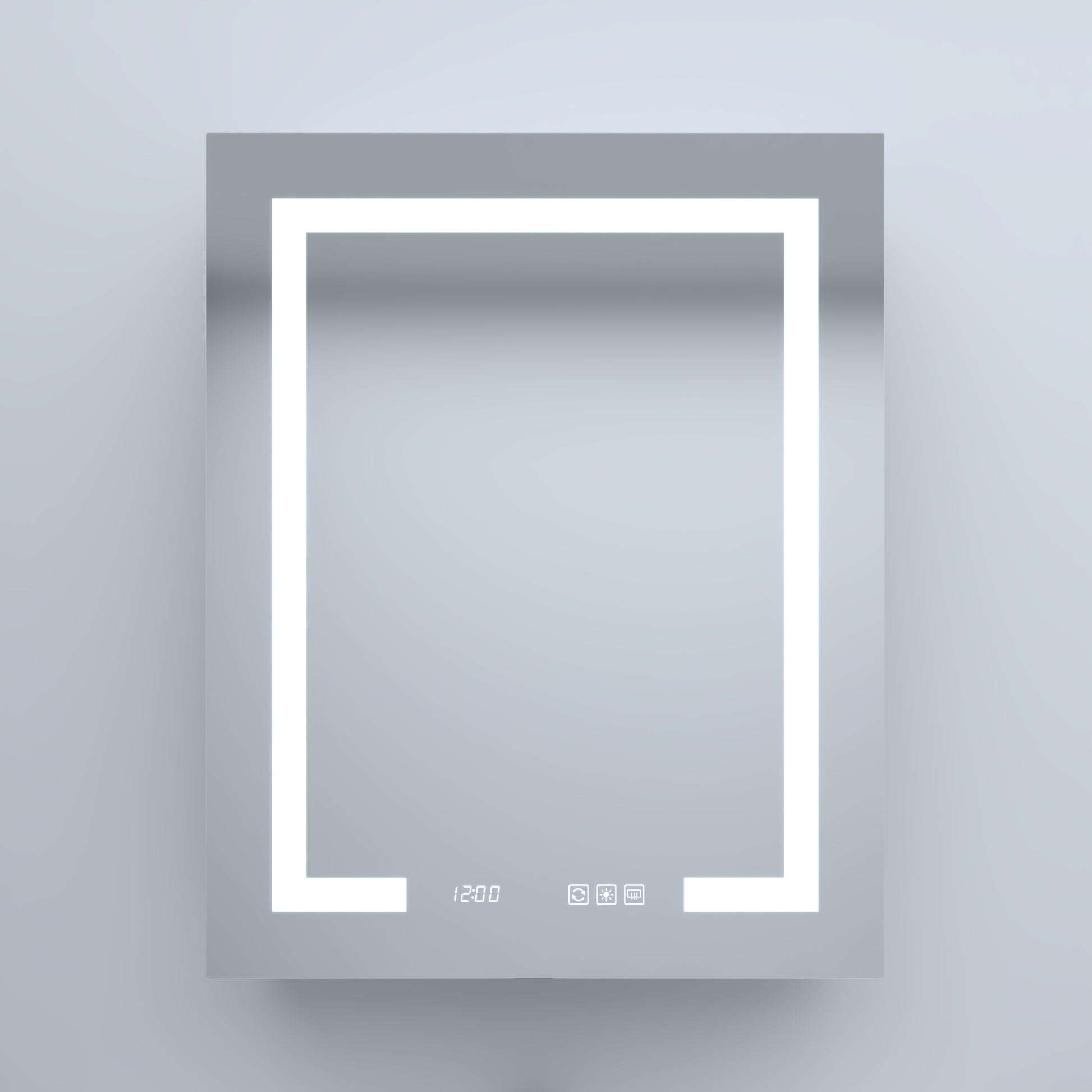 Silver Aluminum Medicine Cabinet with Mirror LED