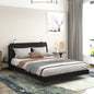 Floating Bed Frame Queen with Led Lights and Charging Station, Wood Queen Size Bed Frame with Storage Headboard, No Box Spring Needed, Easy Assembly,Black.