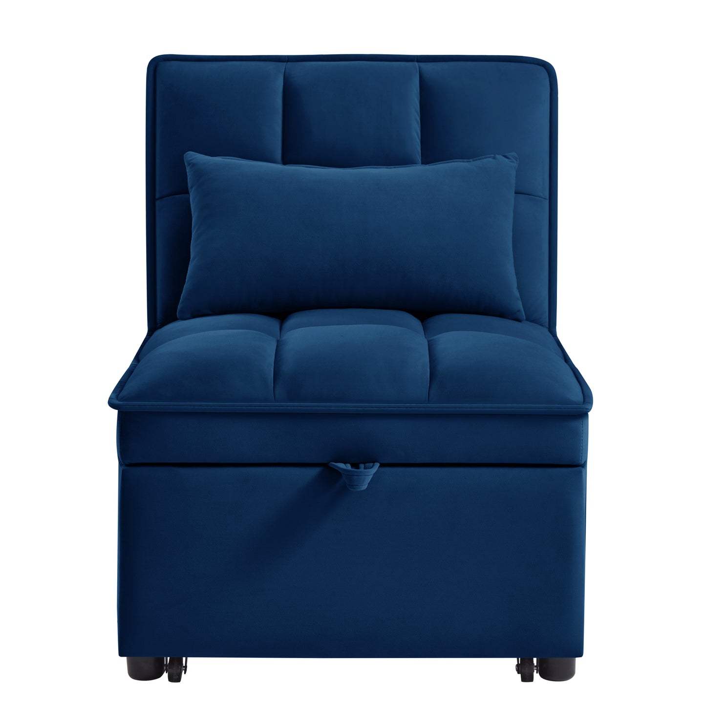 Navy Velvet Sofa Bed - 68.5" Single Pull Out for Living Room
