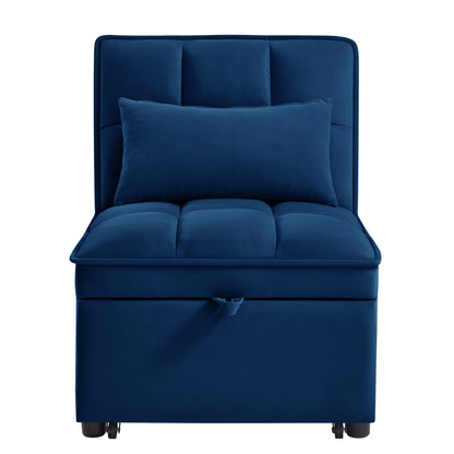 Navy Velvet Sofa Bed - 68.5" Single Pull Out for Living Room