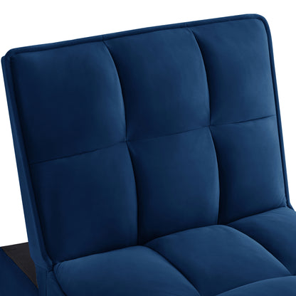 Navy Velvet Sofa Bed - 68.5" Single Pull Out for Living Room