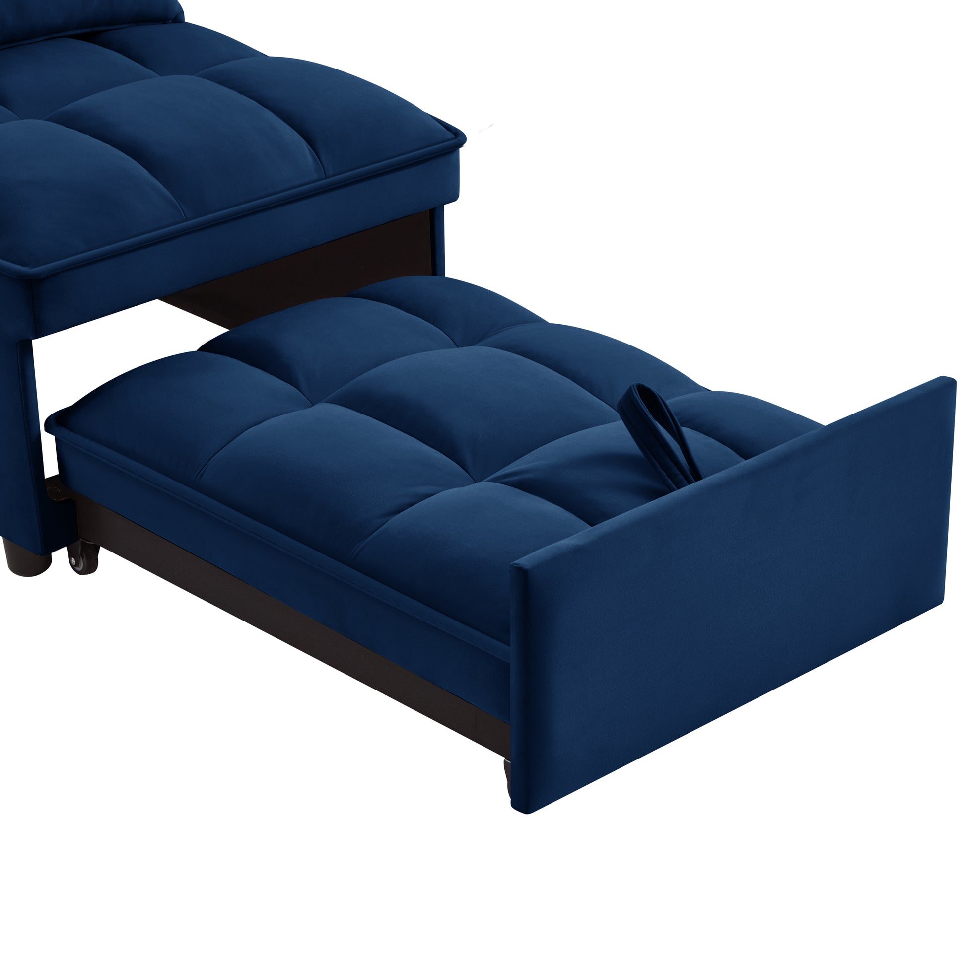 Navy Velvet Sofa Bed - 68.5" Single Pull Out for Living Room