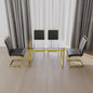 51 inch Glass Dining Table Set for 4, Dining Table & Chair Sets with Golden Plating Legs for Kitchen, Modern Rectangle Tempered Glass Table Top and  PU Dining  armless Chair for Dining Room