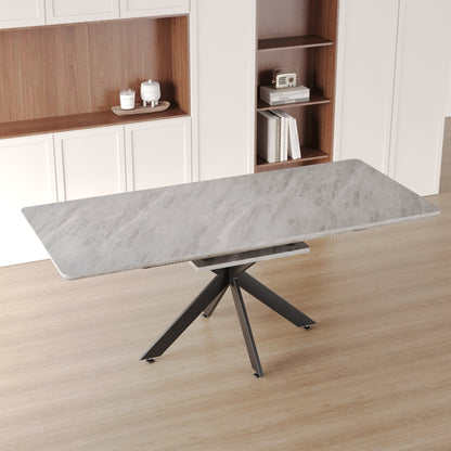 Gray Dining Table Set - 6-8 Person Expandable Table with Chairs