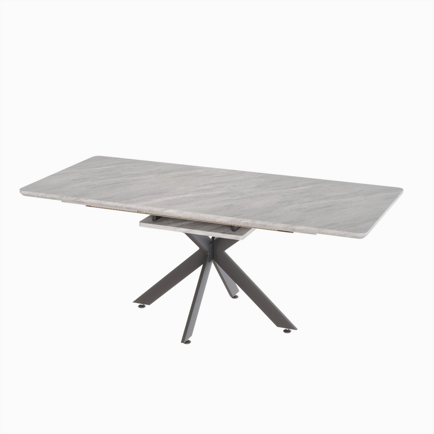 Gray Dining Table Set - 6-8 Person Expandable Table with Chairs