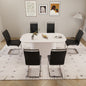 63 "medieval modern cream style MDF dining table and PU armless dining chair set 6. Assemble Desktop and Silver plated metal leg dining chair set, suitable for home&kitchen