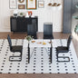 55 "rural industrial rectangular MDF white dining table and 4 PU armless dining chair set, kitchen black metal table leg dining chair set