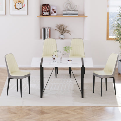4-Person Modern Dining Table Set - Beige & Grey MDF