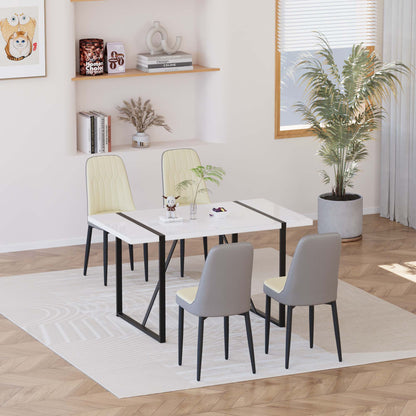4-Person Modern Dining Table Set - Beige & Grey MDF