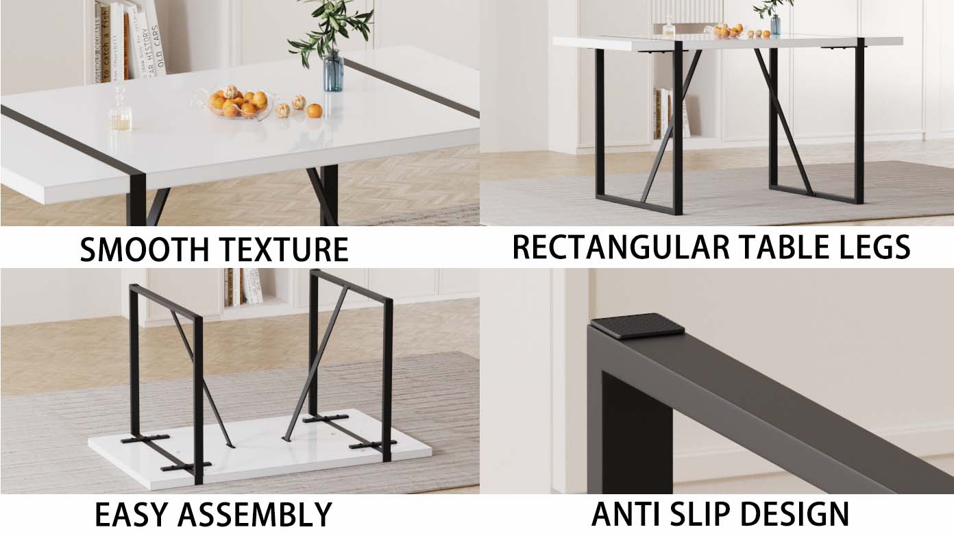 4-Person Modern Dining Table Set - Beige & Grey MDF