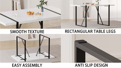 4-Person Modern Dining Table Set - Beige & Grey MDF