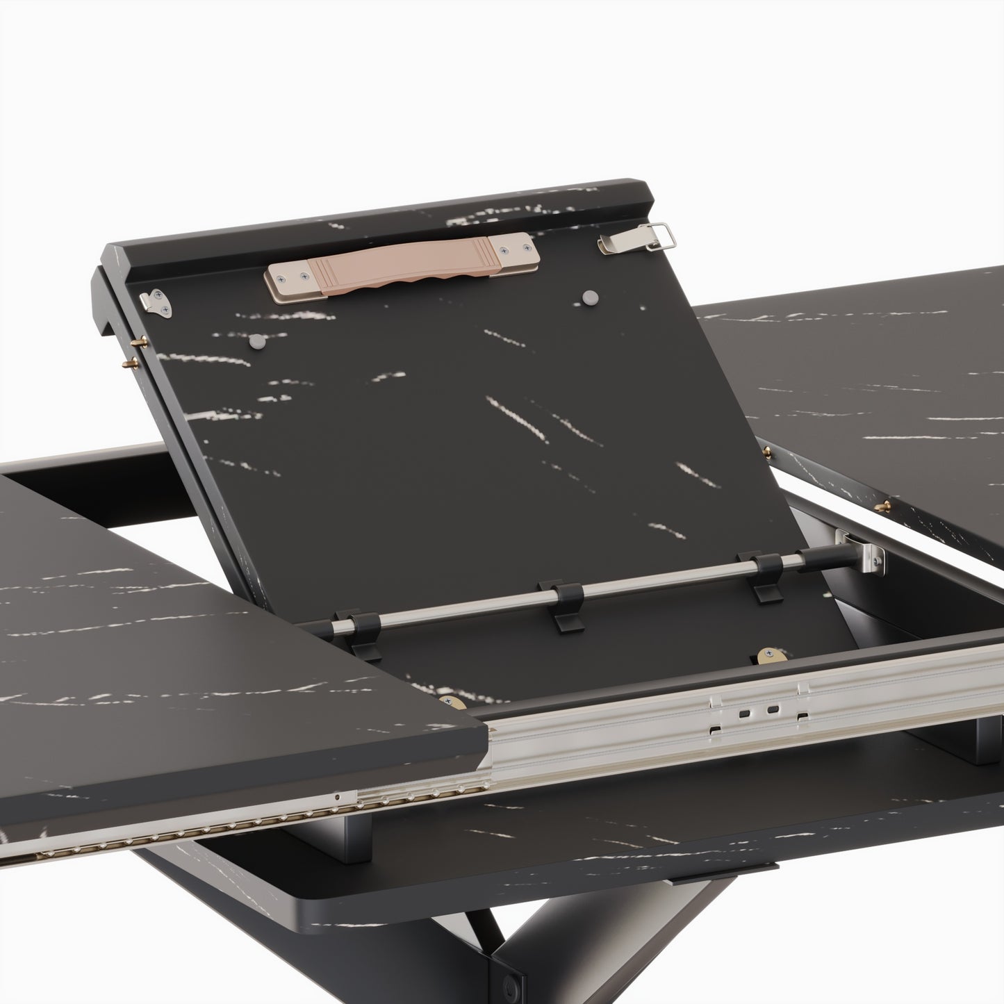 Black Extendable Dining Table Set for 6-8 People in Dining Room