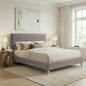 Upholstered Bed Frame with Modern Boucle Headboard, Queen Size, Minimalist, Platform Bed, No Box Spring Required, Bed Frame Wood Slats, 70.5" x 87.25" x 46.5"
