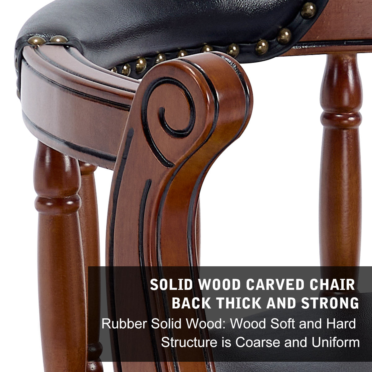 Black Solid Wood Bar Stools - 360 Swivel Bar Chair