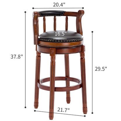 Black Solid Wood Bar Stools - 360 Swivel Bar Chair