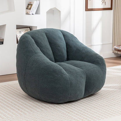Giant Green Bean Bag Chair - Plush Teddy Foam Sofa for Living Room