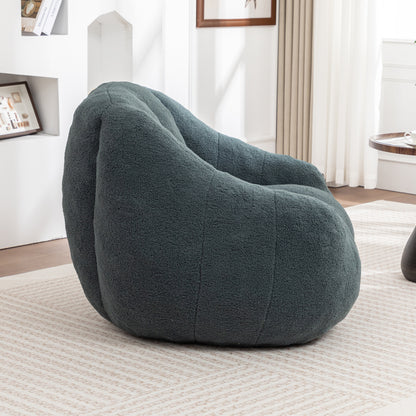 Giant Green Bean Bag Chair - Plush Teddy Foam Sofa for Living Room