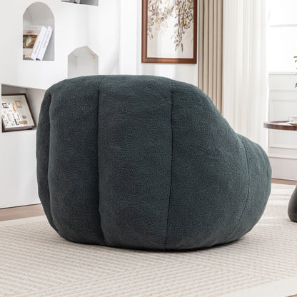 Giant Green Bean Bag Chair - Plush Teddy Foam Sofa for Living Room