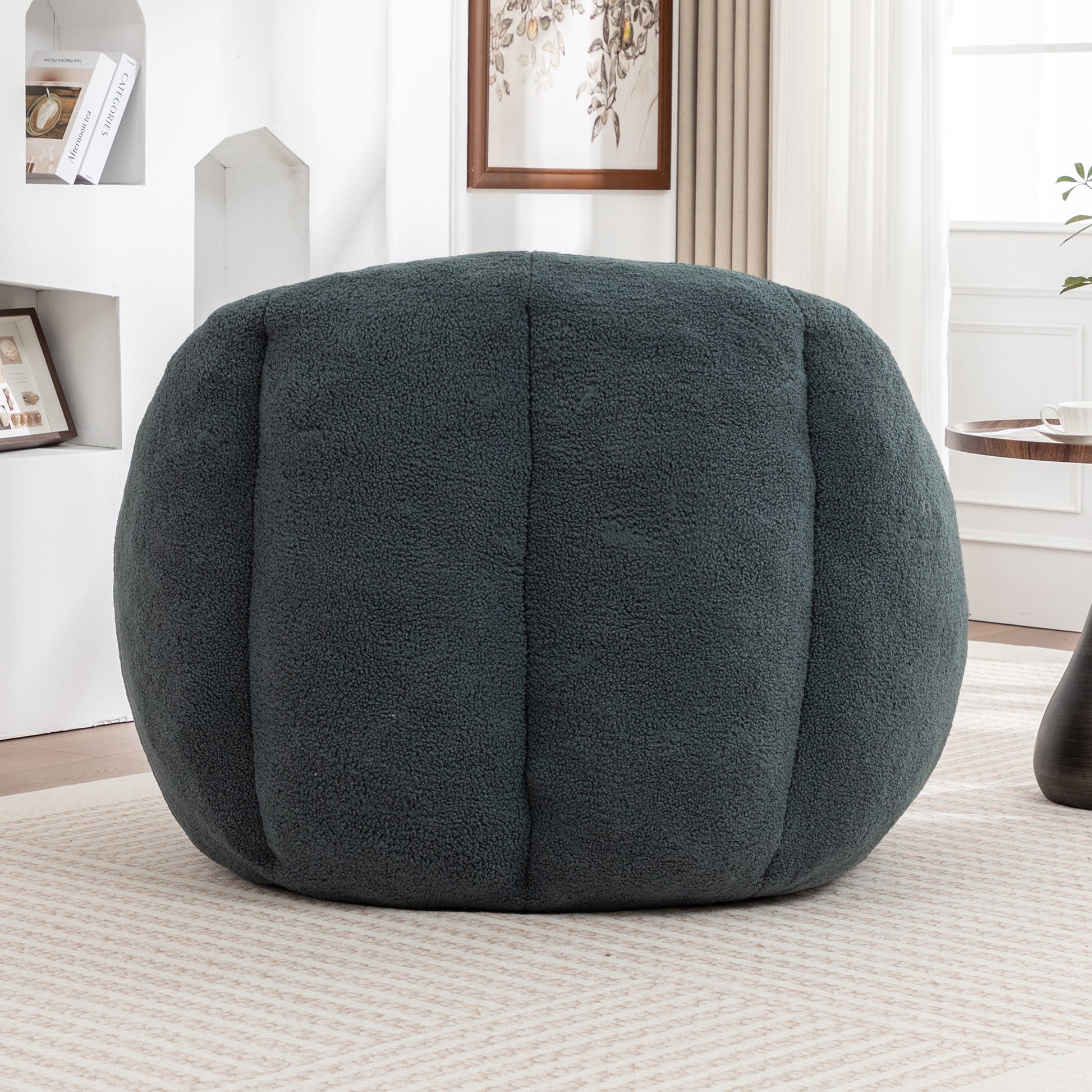 Giant Green Bean Bag Chair - Plush Teddy Foam Sofa for Living Room