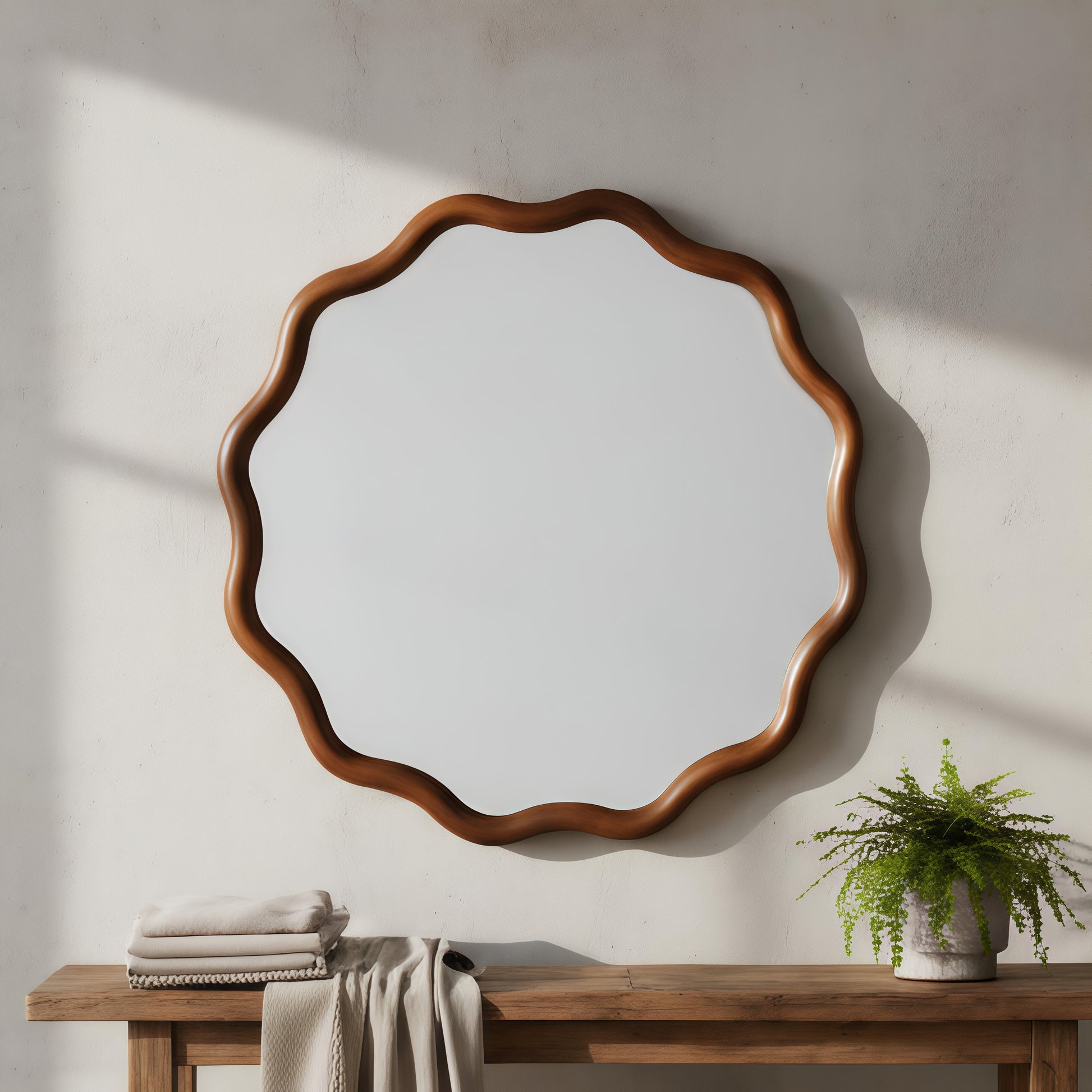 36 Inch Black Walnut Wood Mirror - French Style Wall Decor