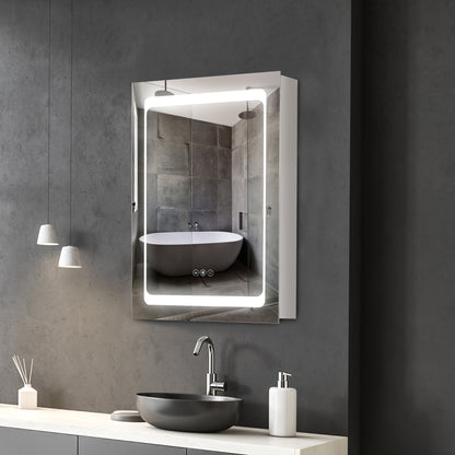 Living Room Stainless Steel Wall Mounted Bathroom Organizer with Mirror and LED