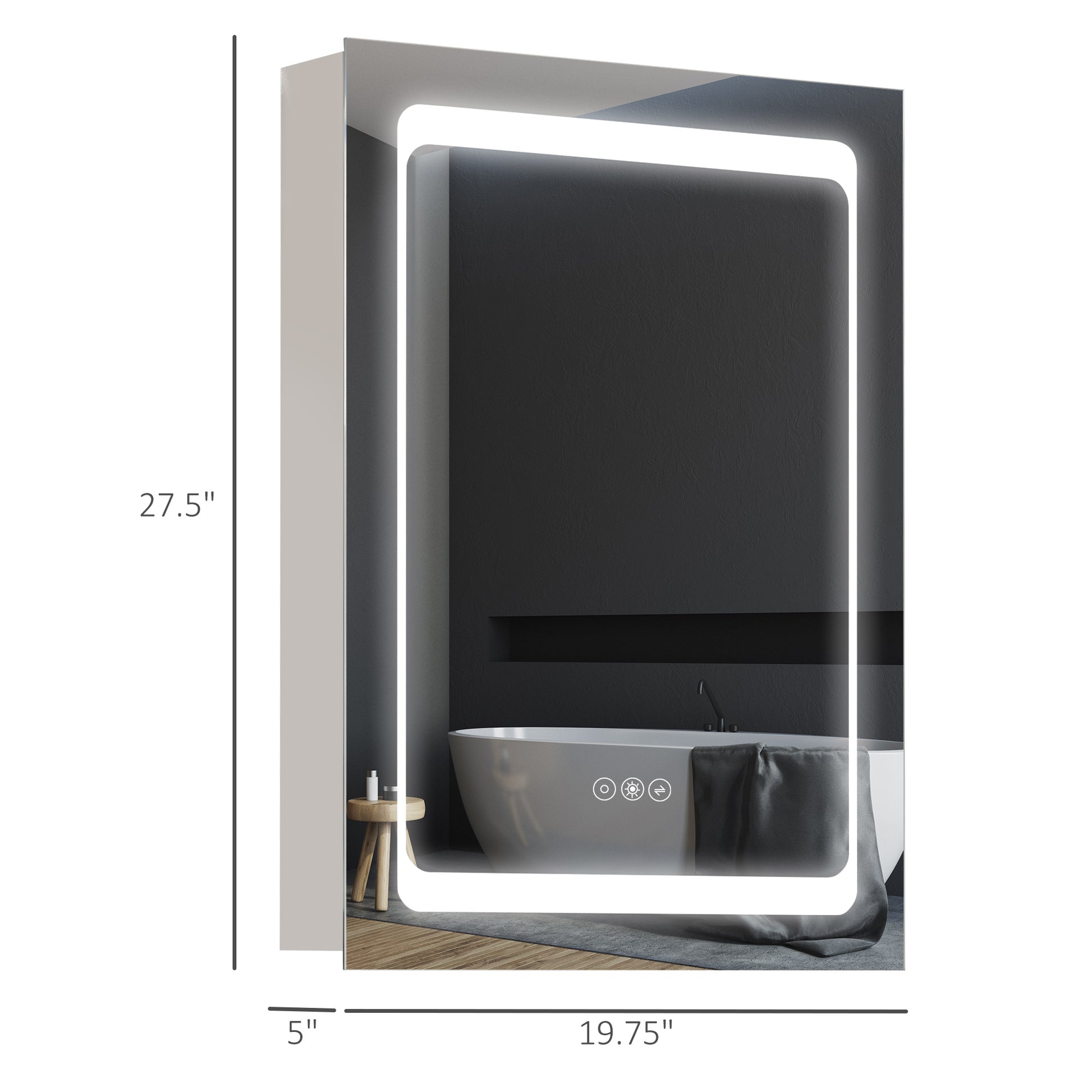 Living Room Stainless Steel Wall Mounted Bathroom Organizer with Mirror and LED