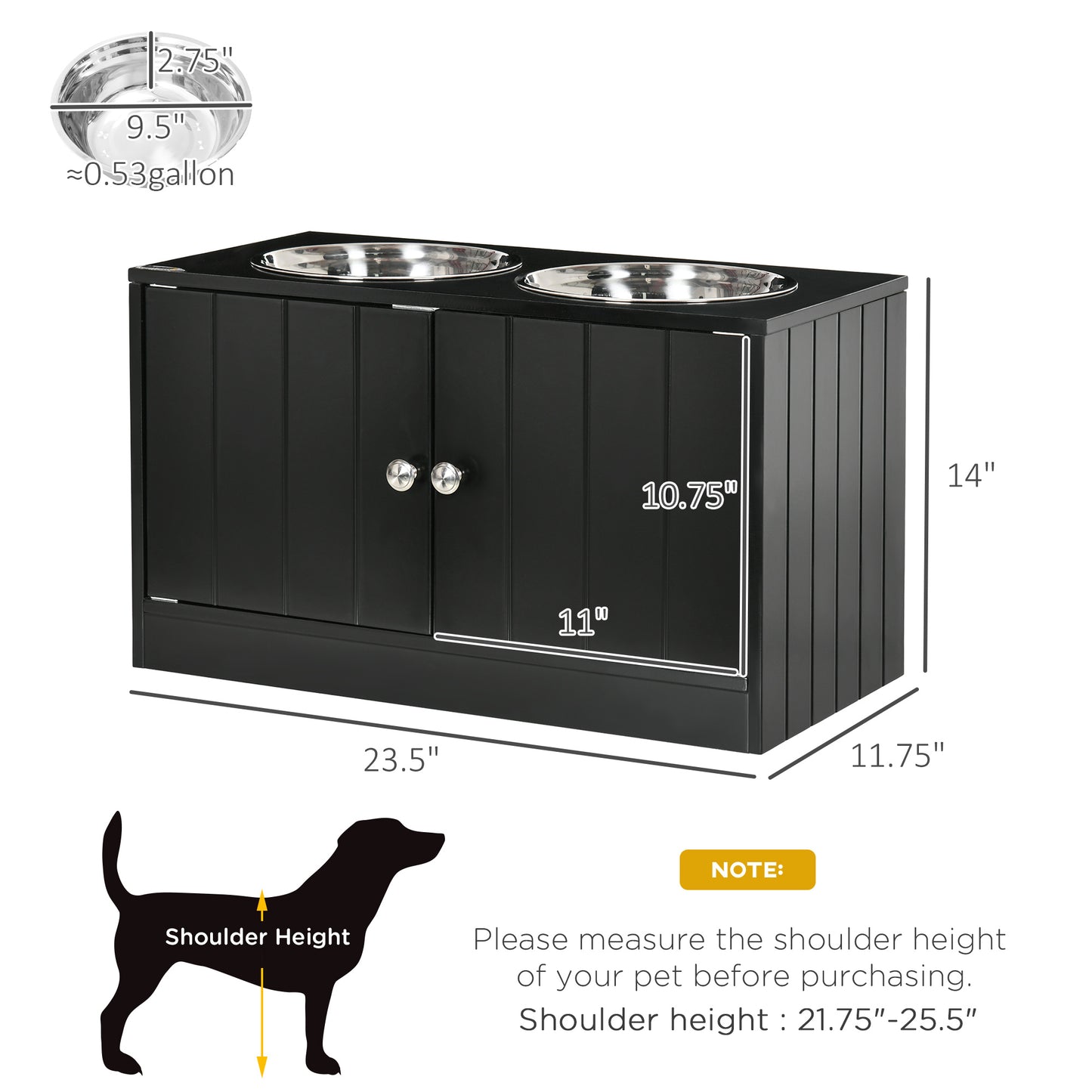 Magnetic-Door Dog Food Storage Cabinet - Black