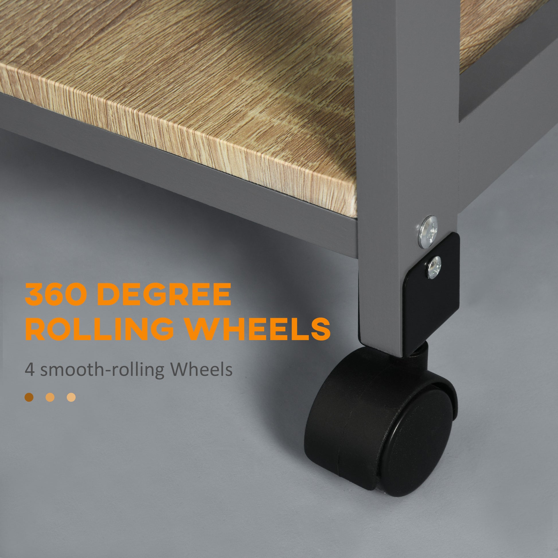 Grey Rolling Kitchen Island Cart - Storage Trolley