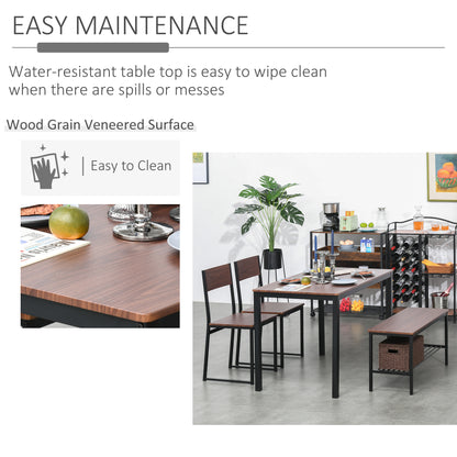 Rustic Brown 4 Piece Dining Table Set with Bench