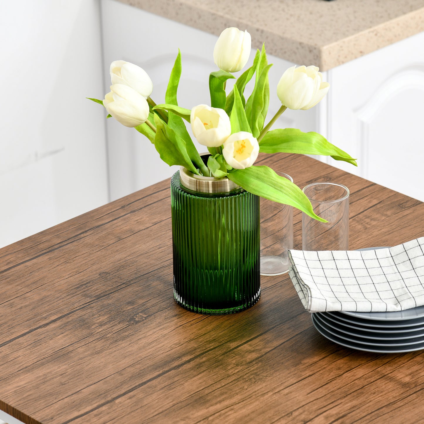 White Steel Bar Table Set - 3 Piece Dining Table with Stools for Dining Room