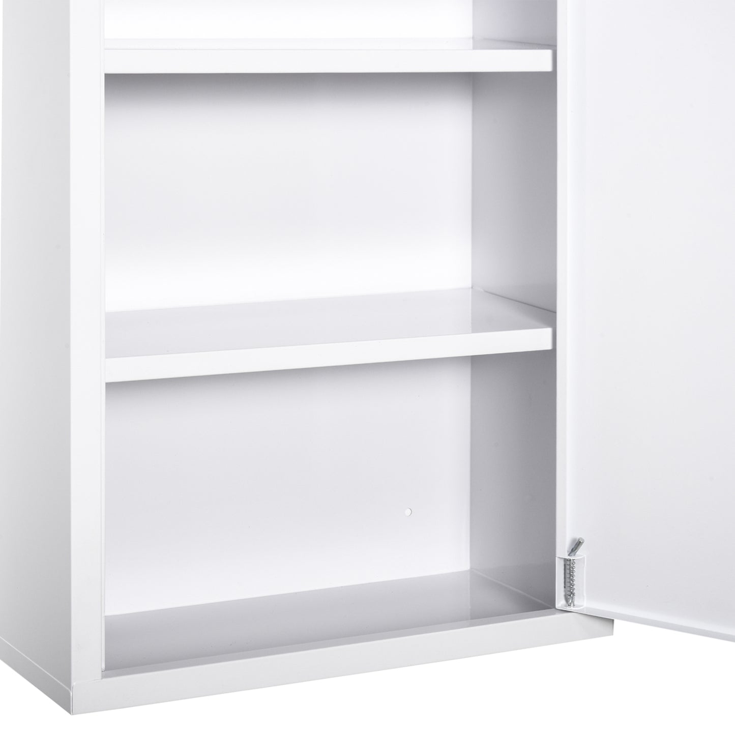White Steel Wall Mount Medicine Cabinet - Lockable Storage for Living Room