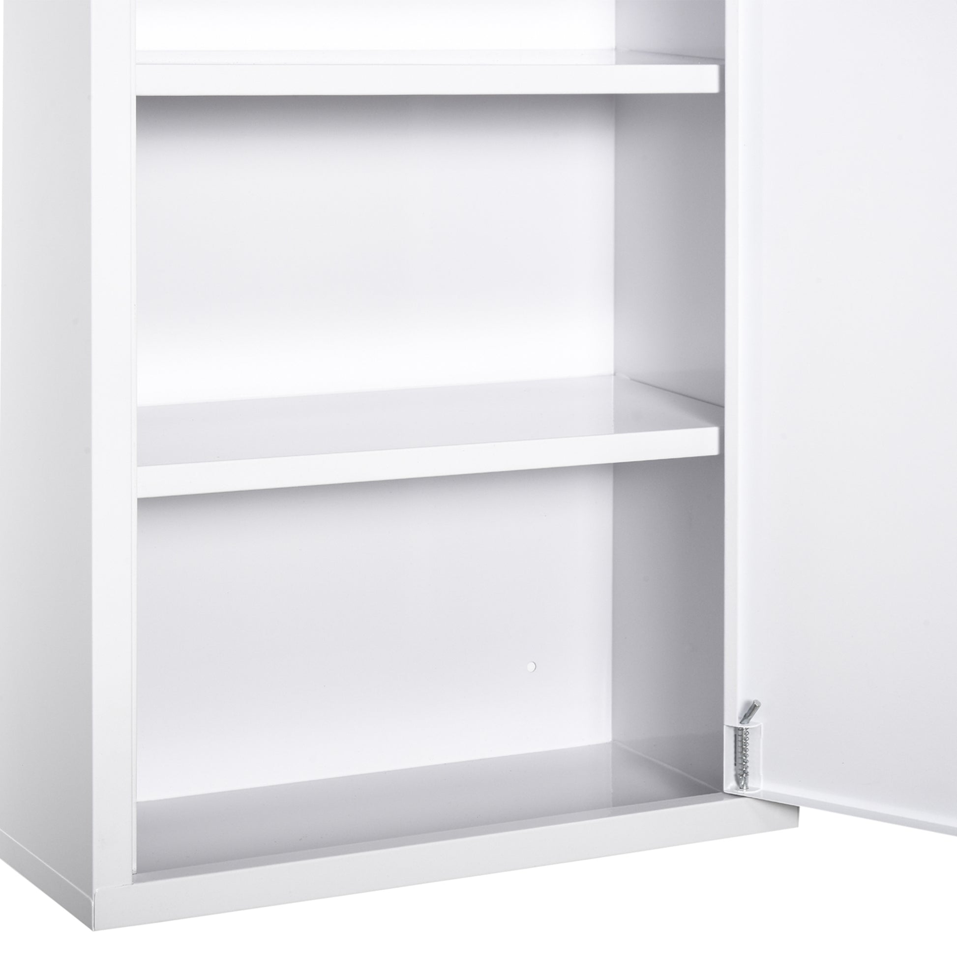 White Steel Wall Mount Medicine Cabinet - Lockable Storage for Living Room