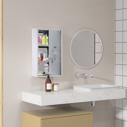 Locking Medicine Cabinet - Stainless Steel Storage, Silver