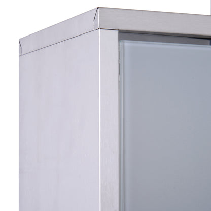 Locking Medicine Cabinet - Stainless Steel Storage, Silver