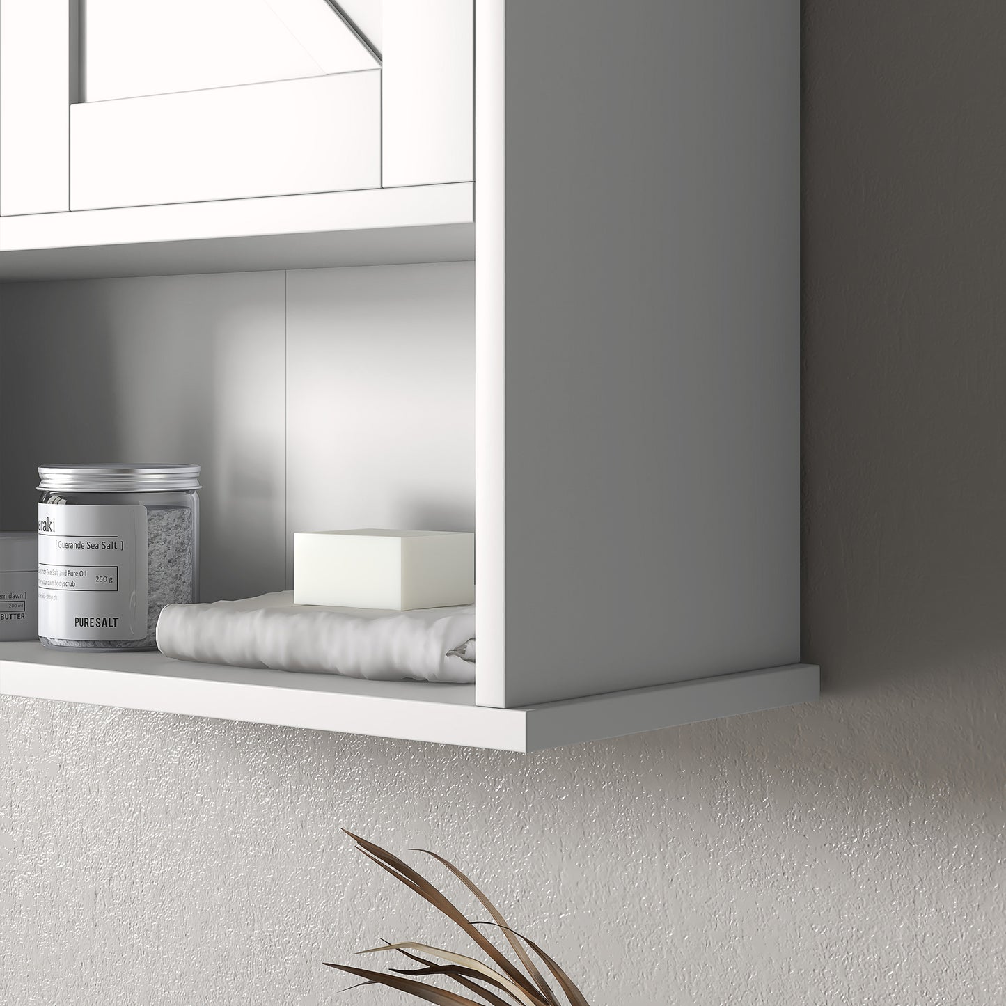 White Bathroom Wall Cabinet - MDF Over Toilet Storage