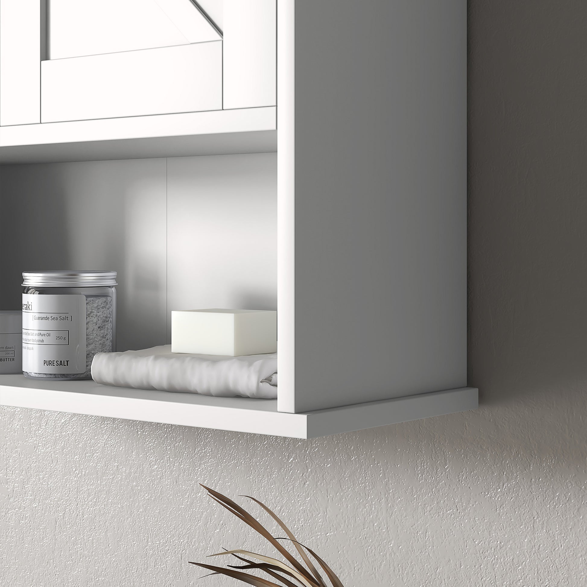 White Bathroom Wall Cabinet - MDF Over Toilet Storage