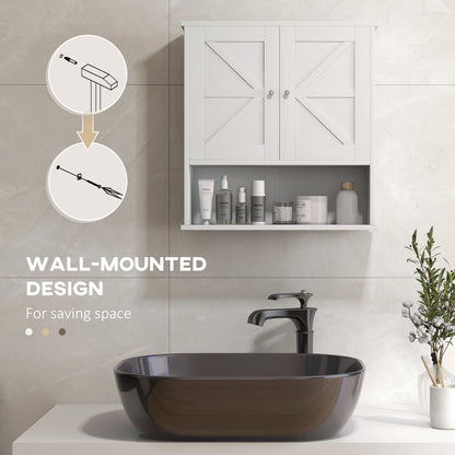 White Bathroom Wall Cabinet - MDF Over Toilet Storage