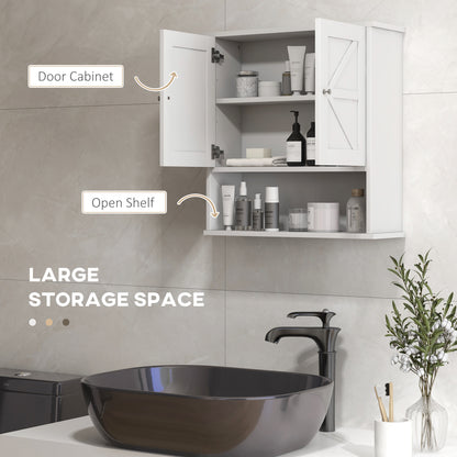 White Bathroom Wall Cabinet - MDF Over Toilet Storage