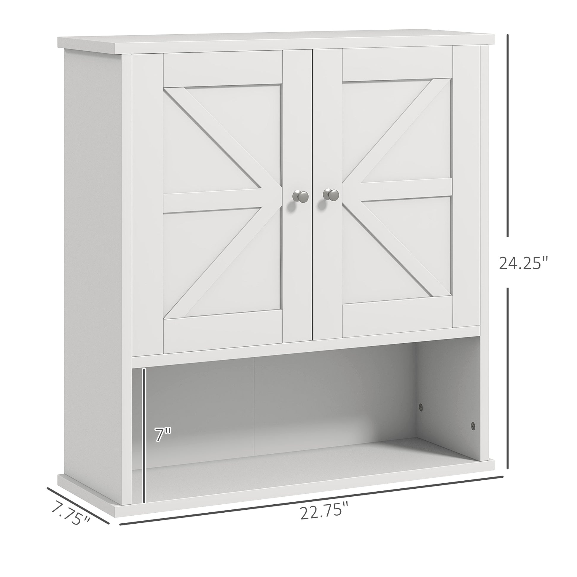 White Bathroom Wall Cabinet - MDF Over Toilet Storage