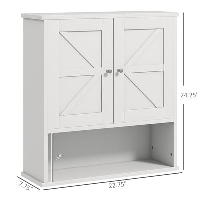 White Bathroom Wall Cabinet - MDF Over Toilet Storage