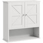 kleankin Farmhouse Bathroom Wall Cabinet, Wall Mounted Medicine Cabinet with Open Shelf & Adjustable Shelf, Storage for Laundry Room, White