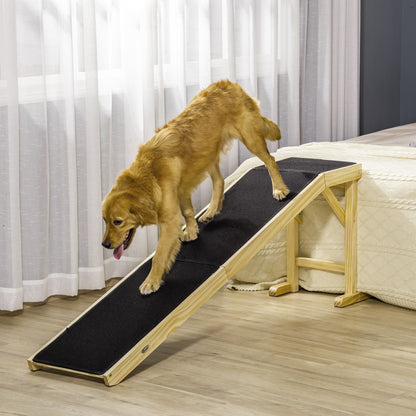 Natural Wood Dog Ramp for Bed - 74" Long