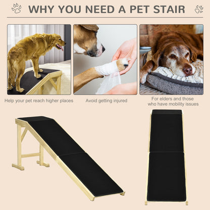 Natural Wood Dog Ramp for Bed - 74" Long