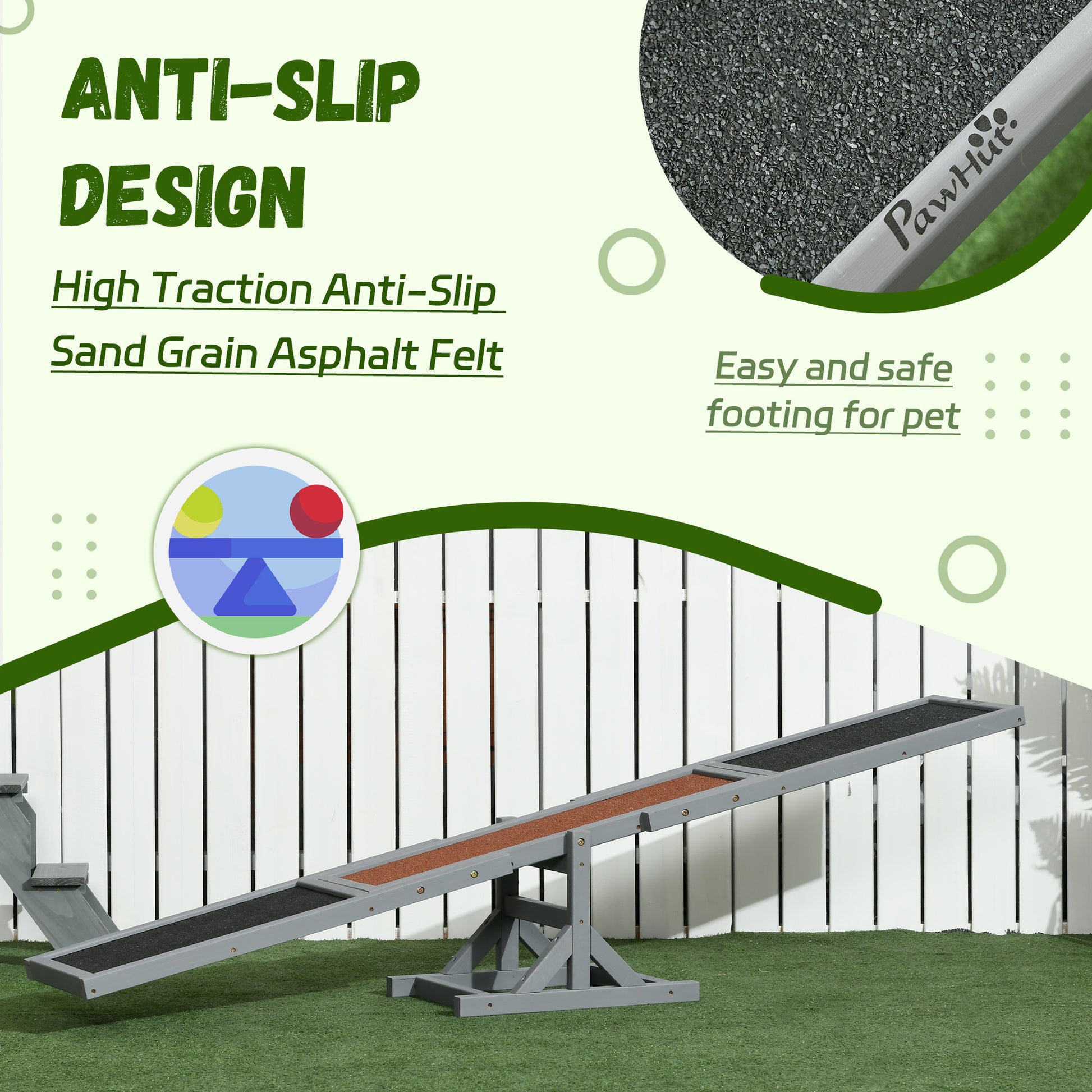 Gray Wooden Dog Agility Seesaw - For Small to Large Dogs