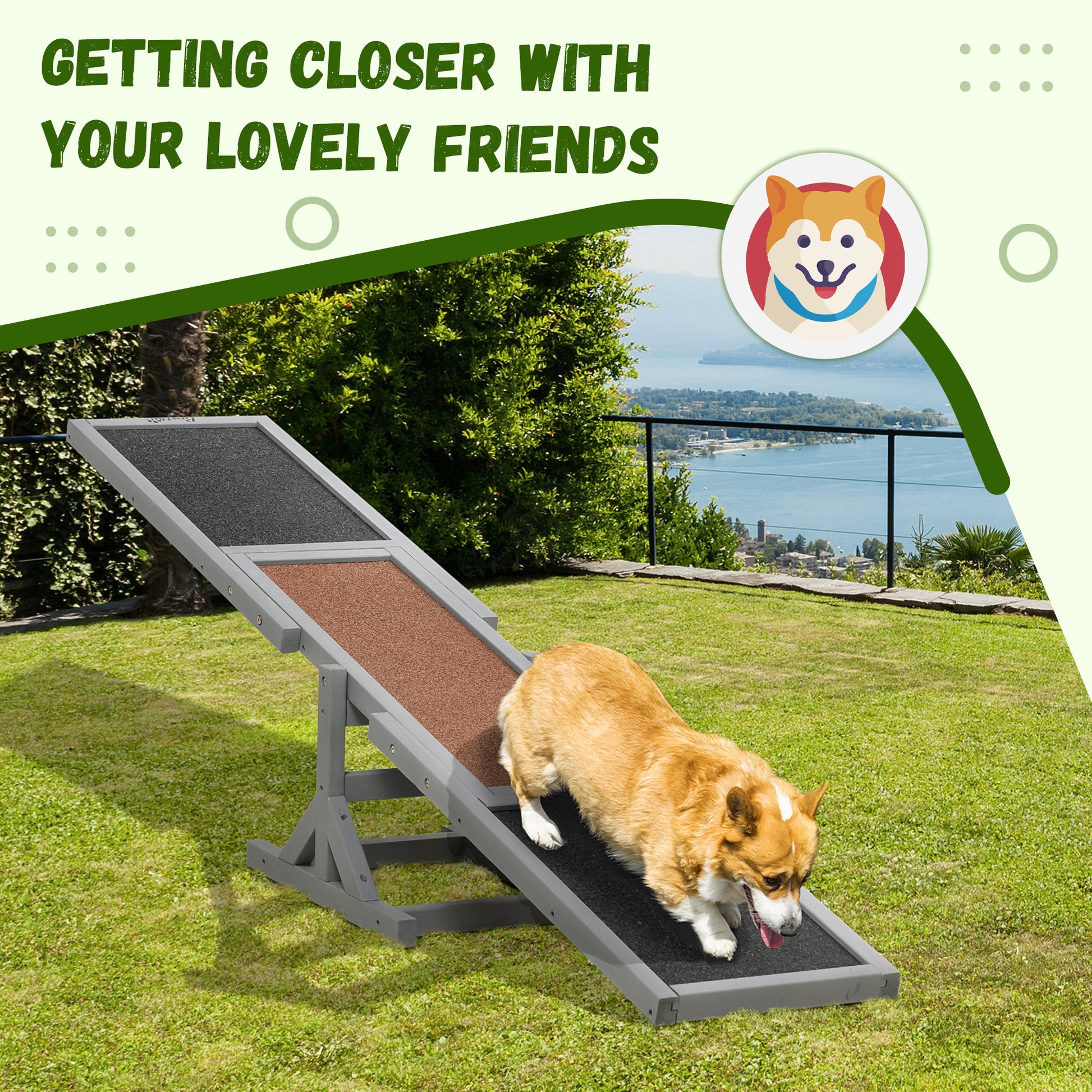 Gray Wooden Dog Agility Seesaw - For Small to Large Dogs