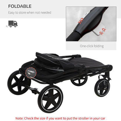 Large Dog Stroller Gray Steel Frame - Foldable Pet Walker