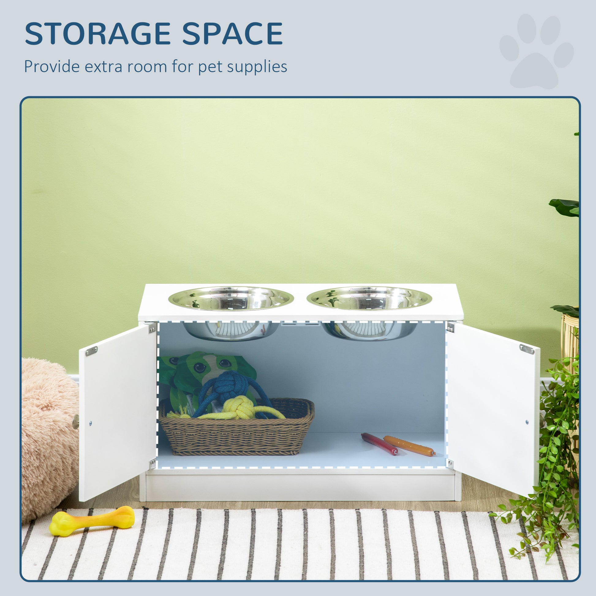 Large White Steel Dog Bed with Storage Cabinet