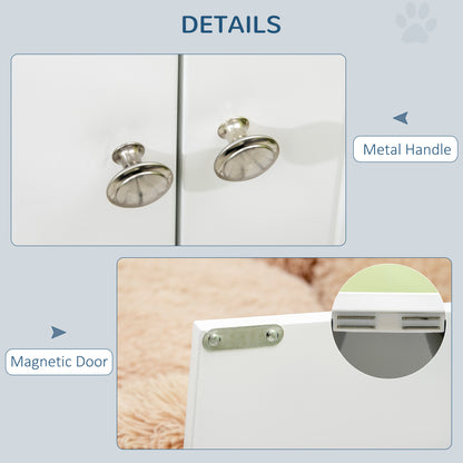 Large White Steel Dog Bed with Storage Cabinet