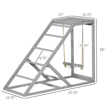 Gray Chicken Swing Play Stand for Two Hens